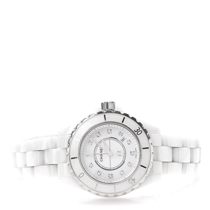 Chanel Stainless Steel Ceramic Diamond 33mm J12 Quartz Watch White 3 of 7