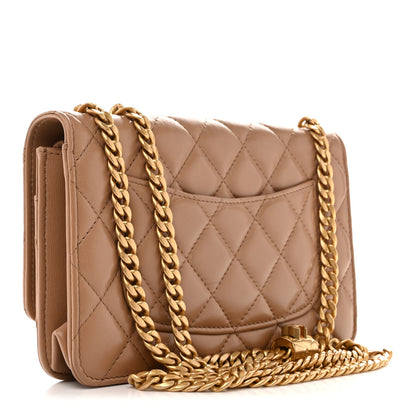 Chanel Calfskin Quilted Perfect Fit Wallet On Chain WOC Beige 3 of 16
