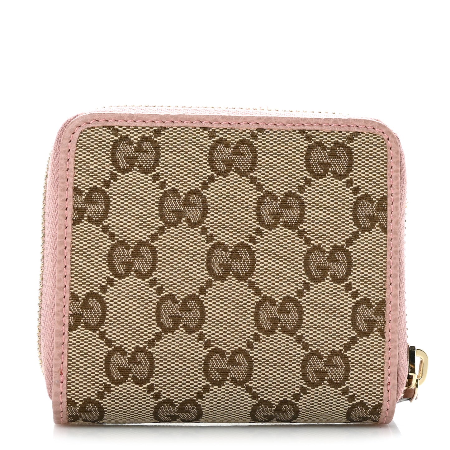 Monogram Dollar Calfskin Zip Around French Flap Wallet Beige Ebony Soft Pink