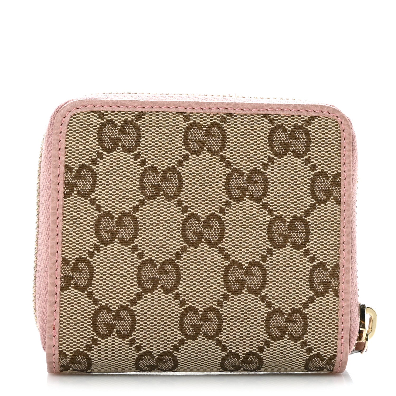 Gucci Monogram Dollar Calfskin Zip Around French Flap Wallet Beige Ebony Soft Pink 1 of 7