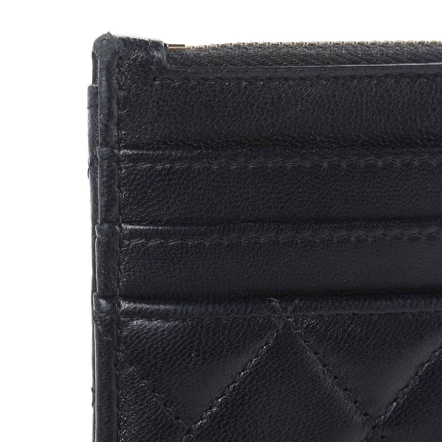 Chanel Lambskin Quilted Zip Card Holder Black 13 of 14