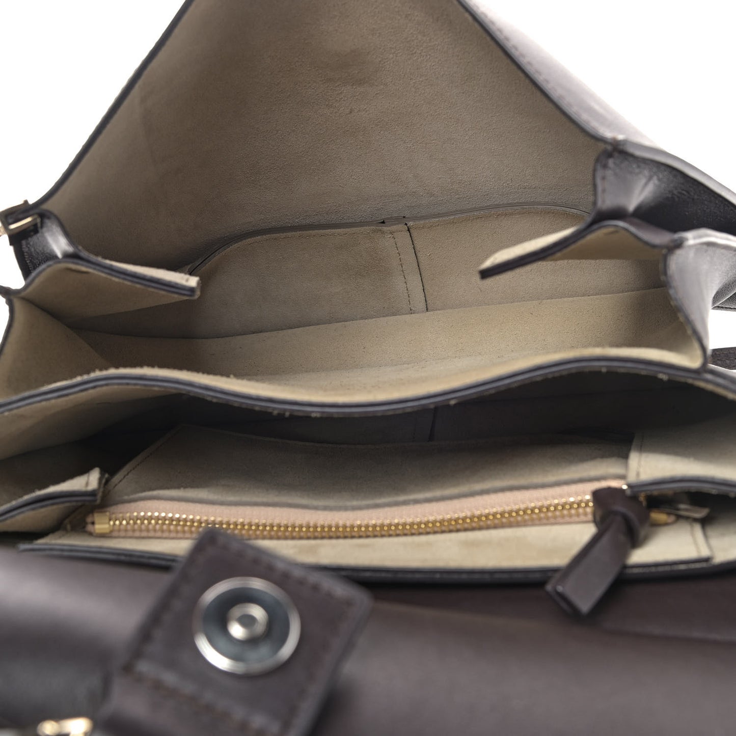 Calfskin Suede Medium Faye Shoulder Bag Carbon Brown