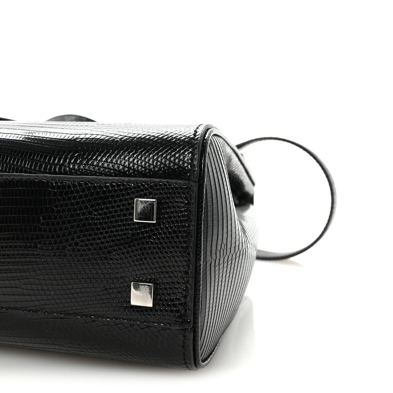Saint Laurent Lizard Le Fermoir Top Handle Bag Small Black 9 of 9
