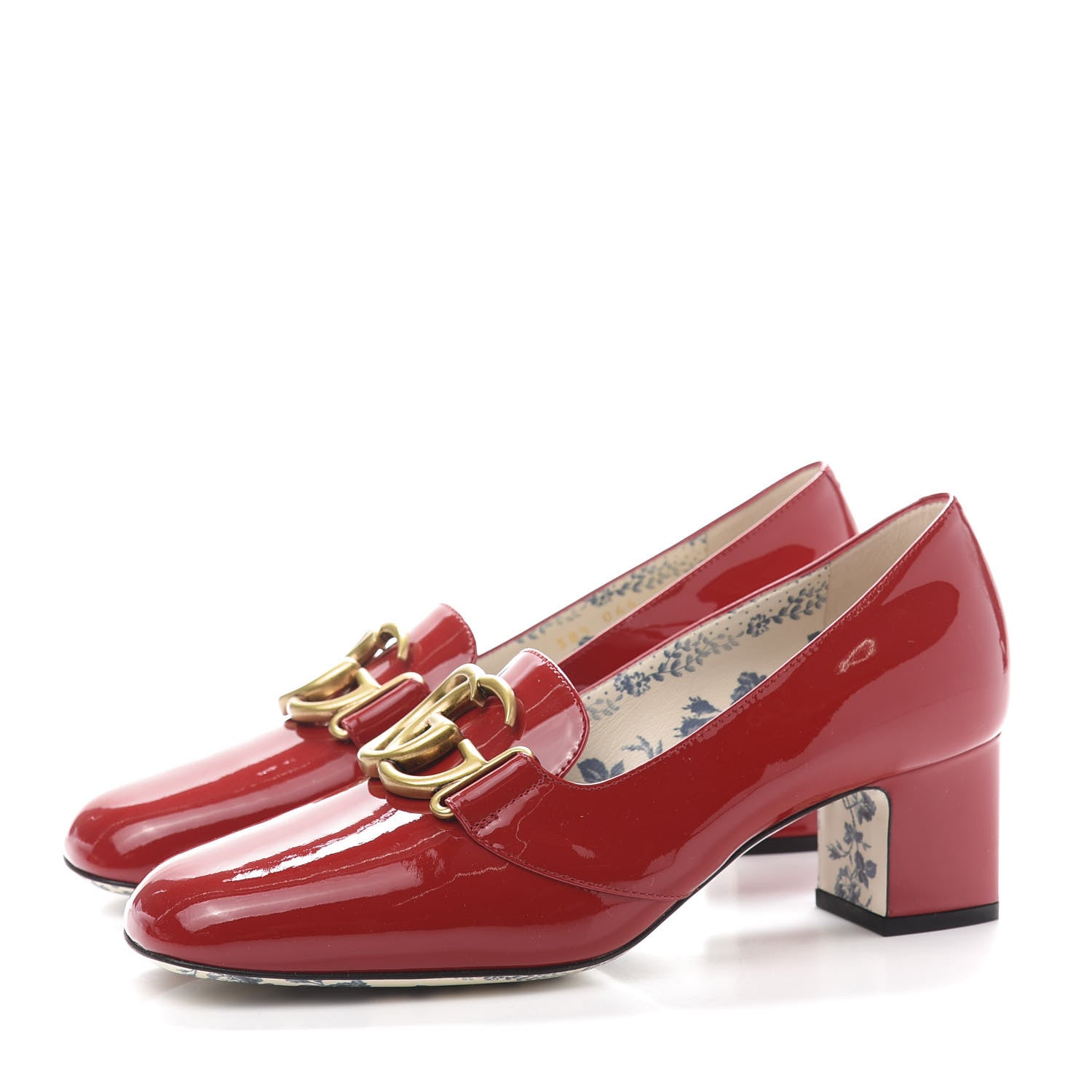 Gucci Vernice GG Victoire 55mm Loafer Pumps 38.5 Hibiscus Red 3 of 9
