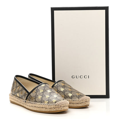 Gucci GG Supreme Monogram Bees Espadrille Flats 40 Beige Ebony Oro Black 10 of 10