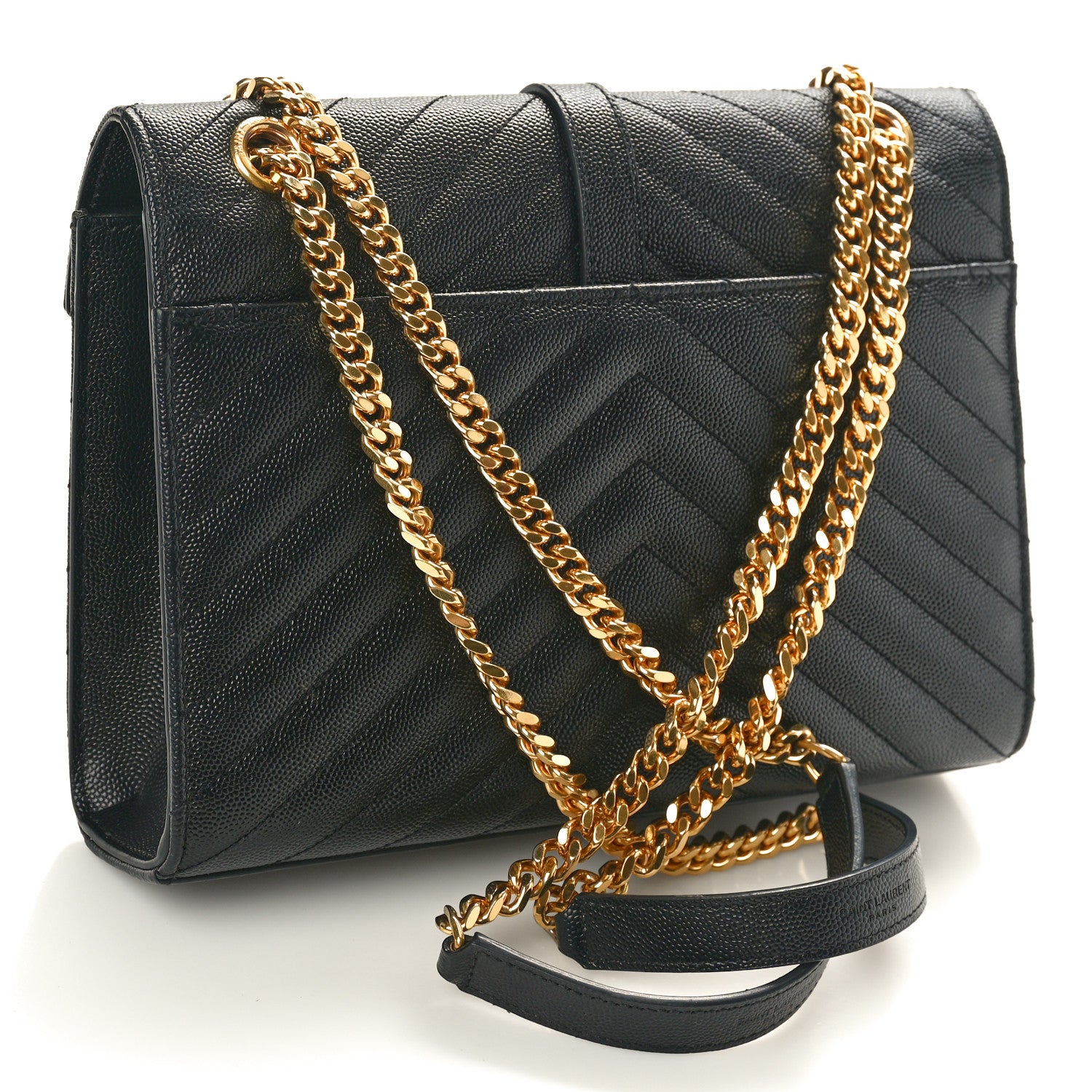 Saint Laurent Grain De Poudre Matelasse Chevron Medium Monogram Satchel Black 2 of 10