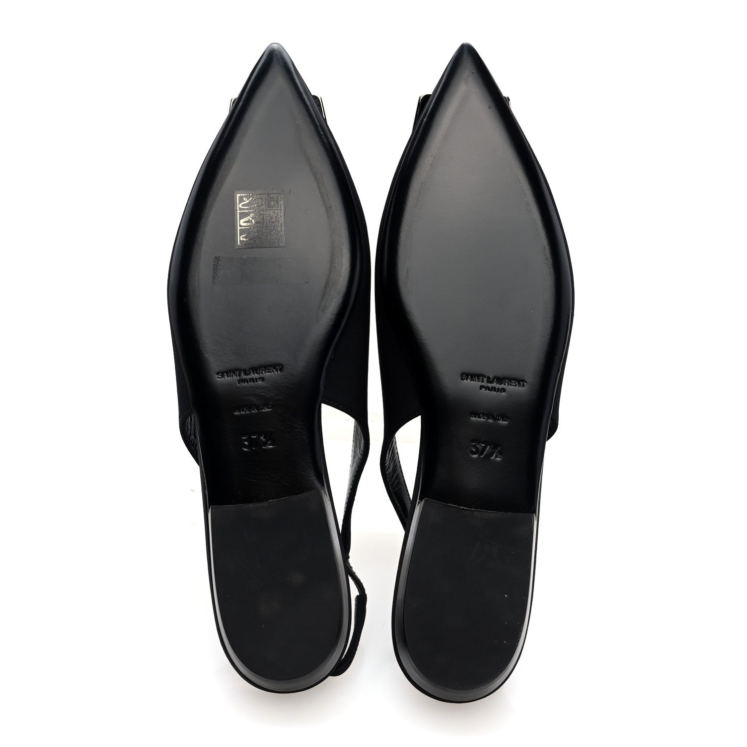 Saint Laurent Crepe De Chine Vivi 10 Plate Slingback Flats 37.5 Black 6 of 9
