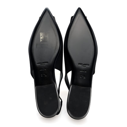 Saint Laurent Crepe De Chine Vivi 10 Plate Slingback Flats 37.5 Black 6 of 9