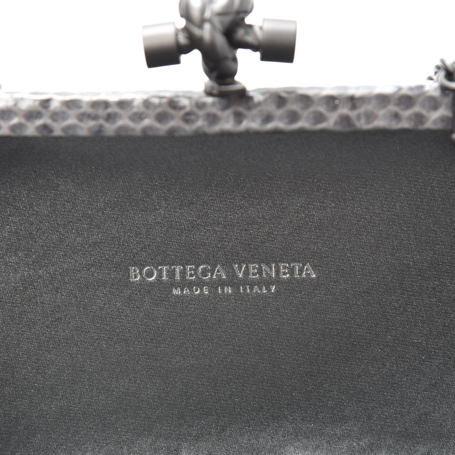 Satin Ayers Intrecciato Chain Knot Clutch Grey
