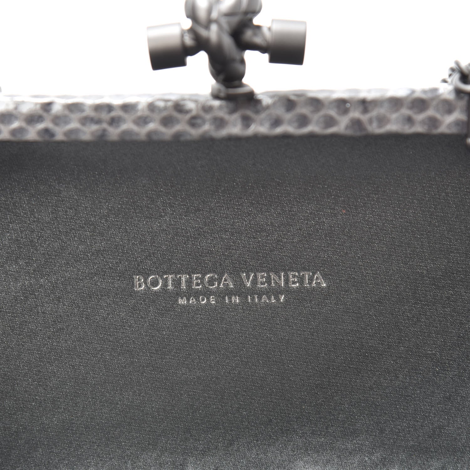 Bottega Veneta Satin Ayers Intrecciato Chain Knot Clutch Grey 6 of 9