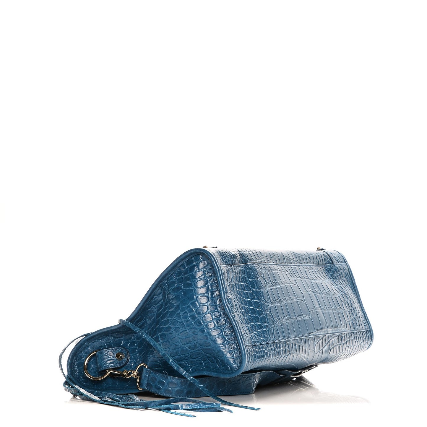 Calfskin Crocodile Embossed Classic Gold Hardware City Bleu Marine