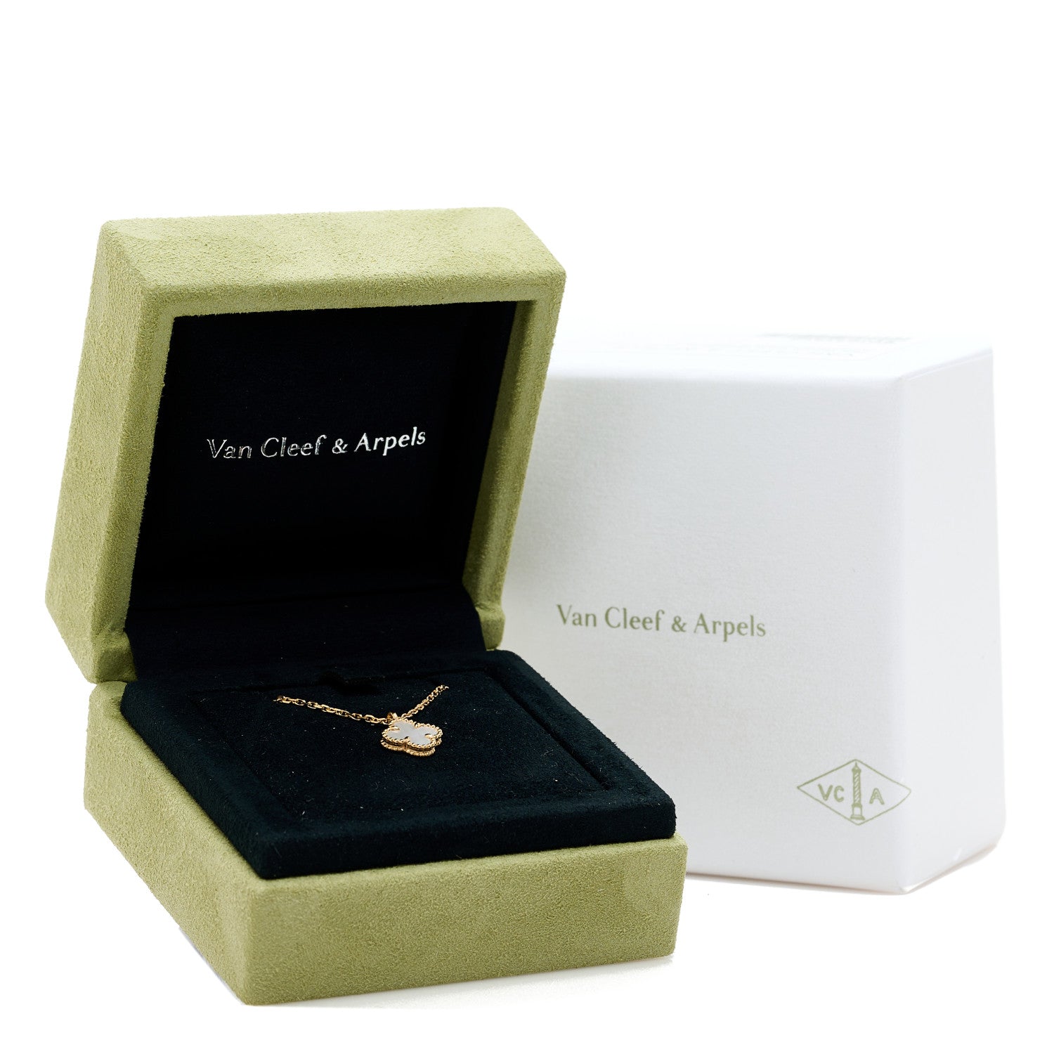 Van Cleef & Arpels 18K Yellow Gold Mother of Pearl Sweet Alhambra Pendant Necklace 6 of 6
