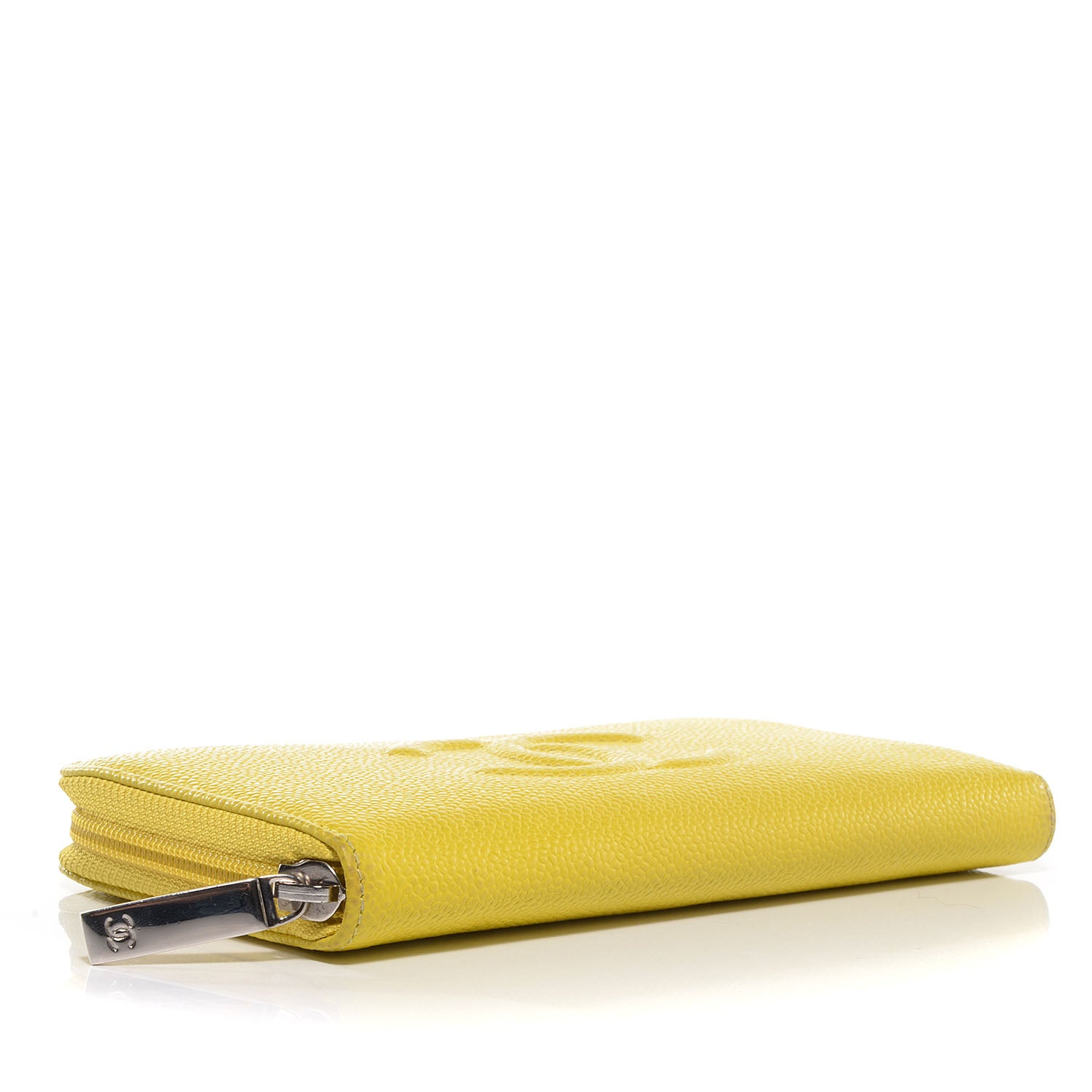Chanel Caviar CC Timeless Large Zip Around Wallet Yellow 4 of 9