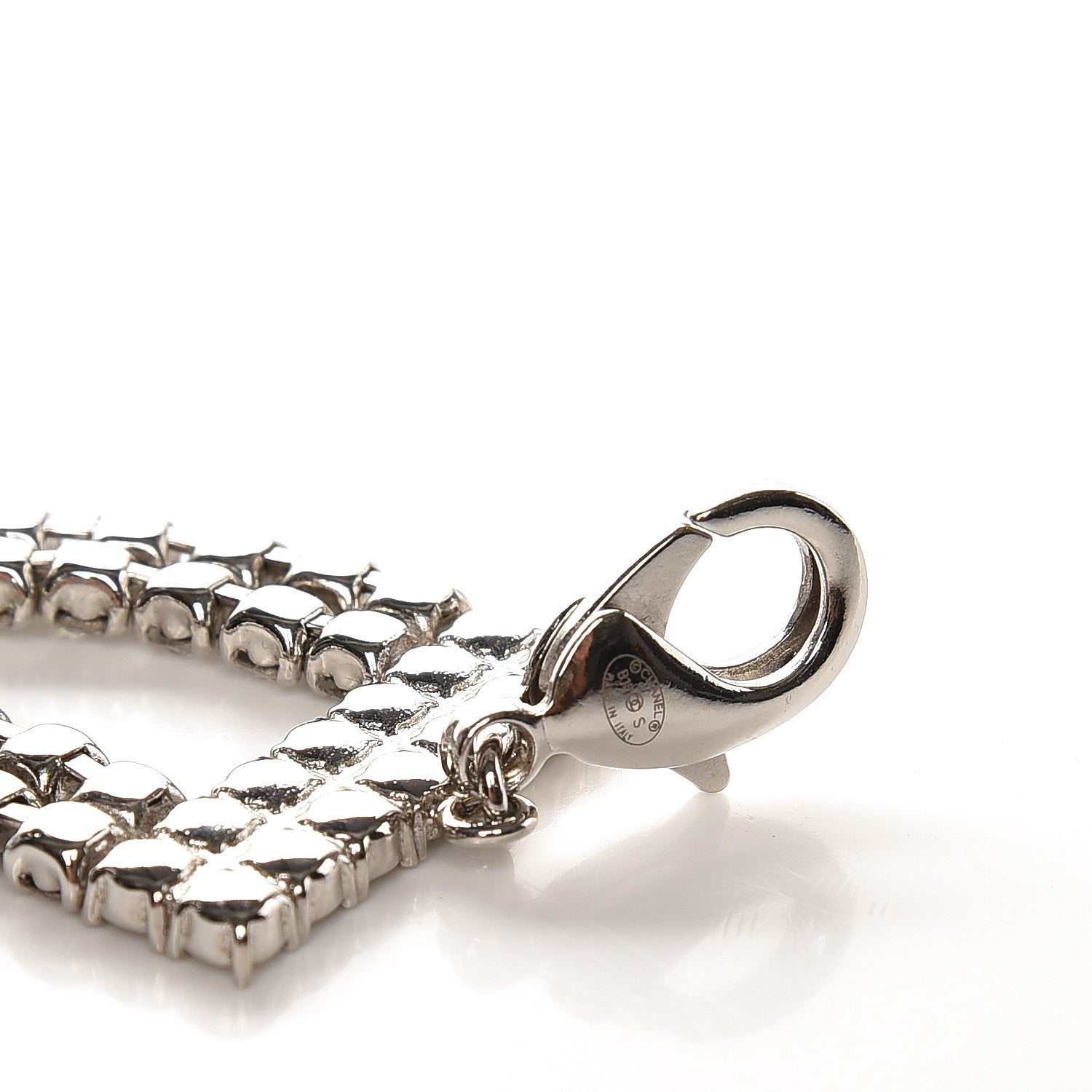 Chanel Crystal CC Logo Choker Necklace Silver 3 of 4