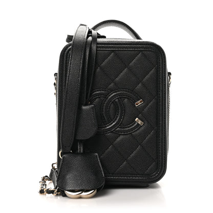 Chanel Caviar Quilted CC North South Filigree Vanity Case Black 1 of 10