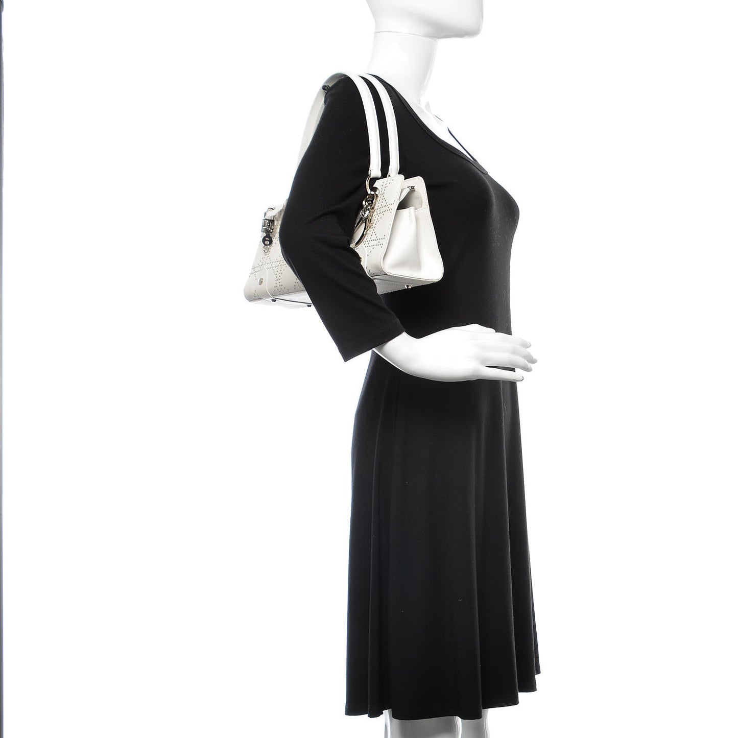 Calfskin Cannage Studded East West Lady Dior White