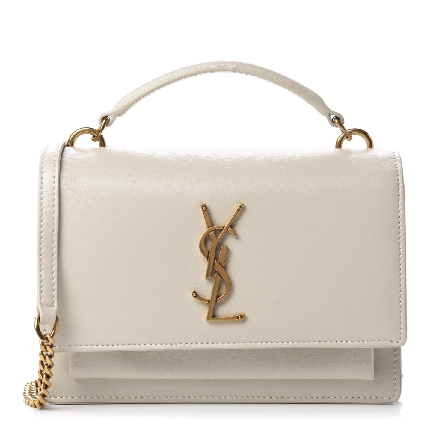 Calfskin Monogram Sunset Chain Wallet Blanc Vintage