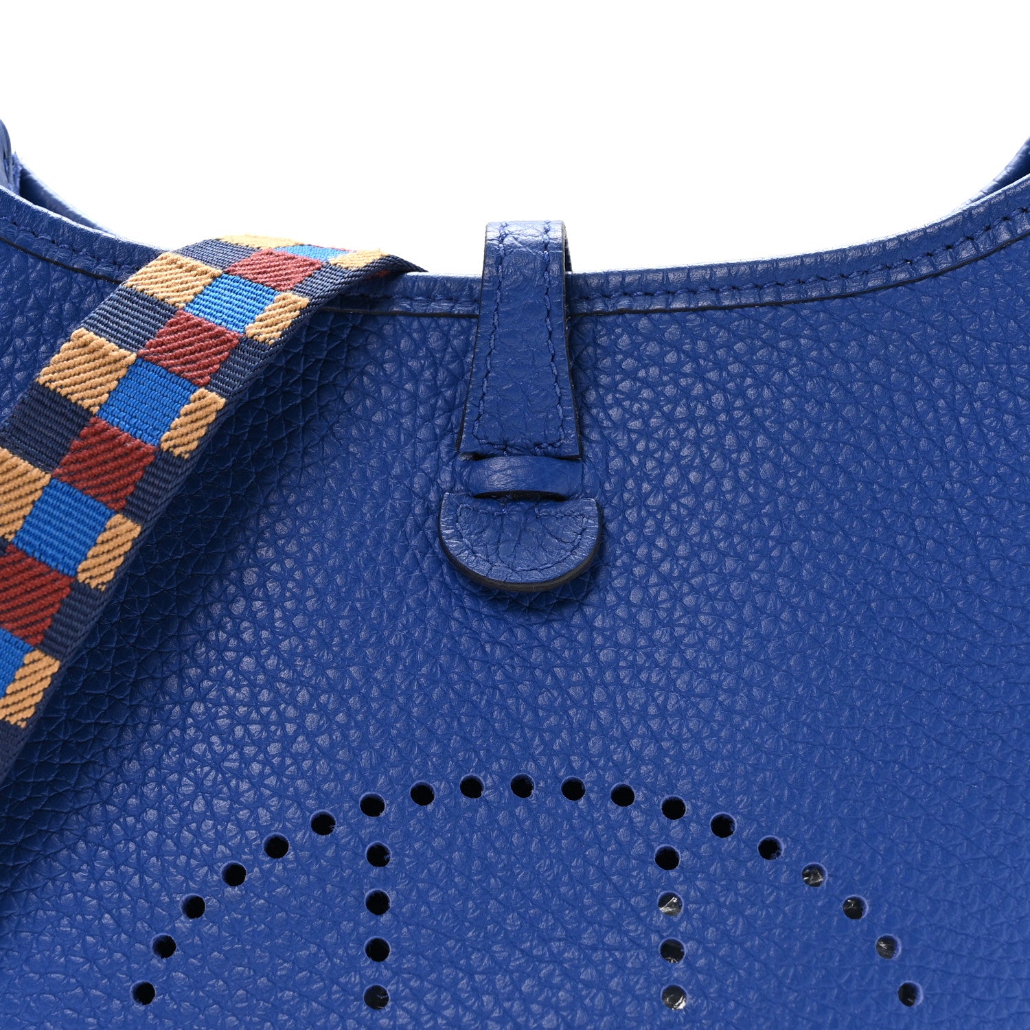 Hermes Taurillon Clemence Maxi Quadrille Evelyne TPM Royal Bleu Bleu Bill Biscuit Rouge H 7 of 9