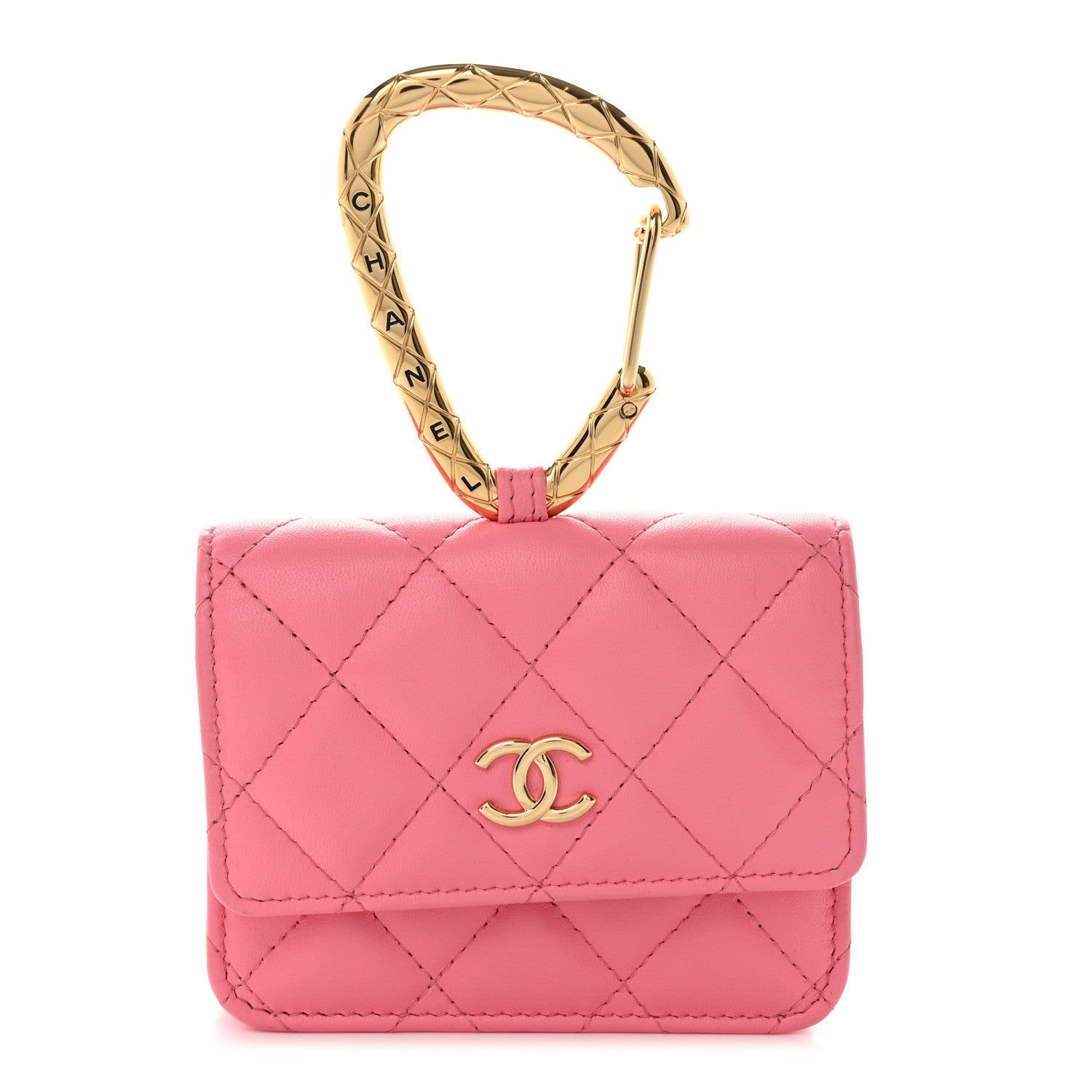 Chanel Lambskin Quilted CC Hook Card Holder Pink 1 of 9