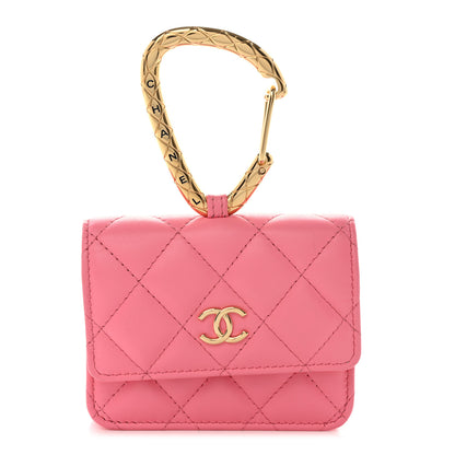 Chanel Lambskin Quilted CC Hook Card Holder Pink 1 of 9