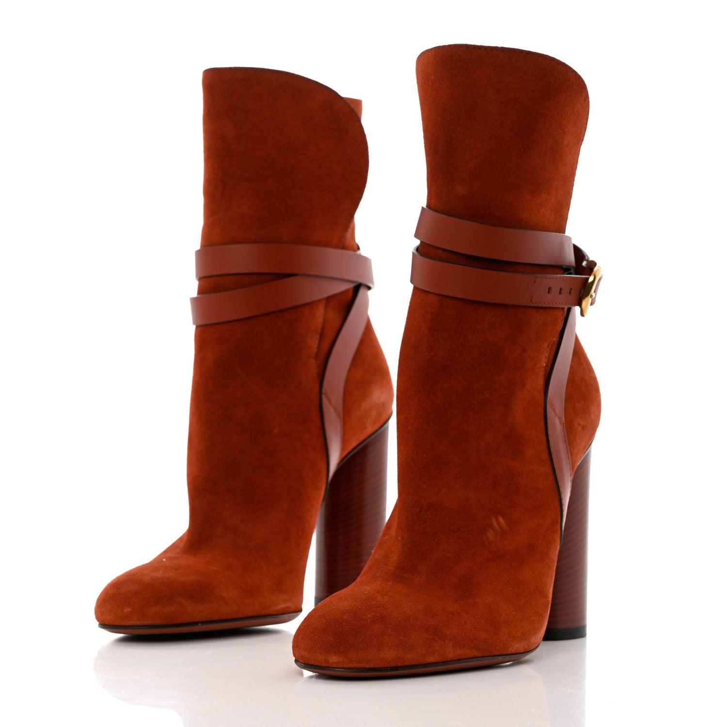 Gucci Suede Abigail Ankle Boots 37.5 Red 3 of 11