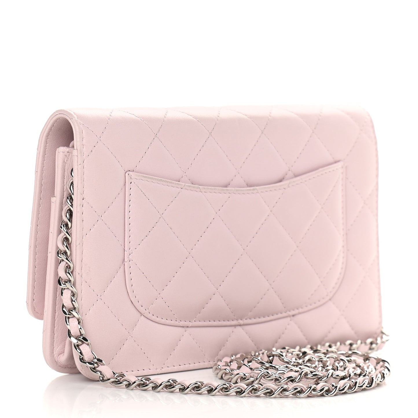 Lambskin Quilted Wallet On Chain WOC Light Pink