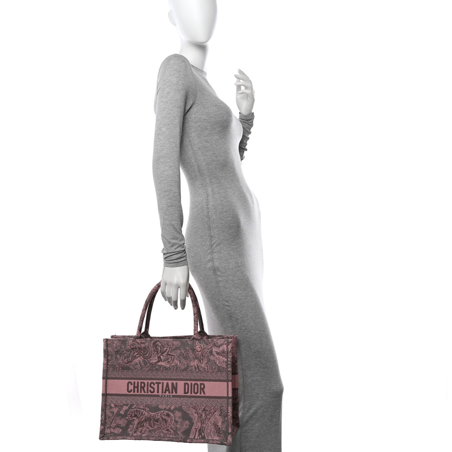 Christian Dior Canvas Embroidered Beverly Hills Medium Dioriviera Toile De Jouy Book Tote Pink Grey 3 of 11