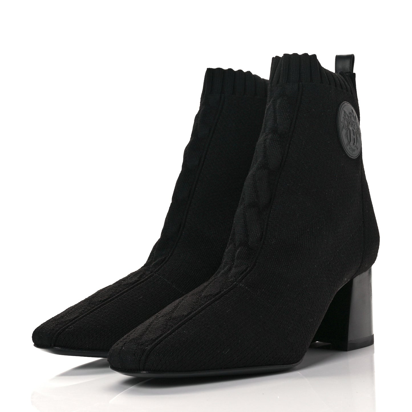Knit Calfskin Volver Ankle Boots 37.5 Black