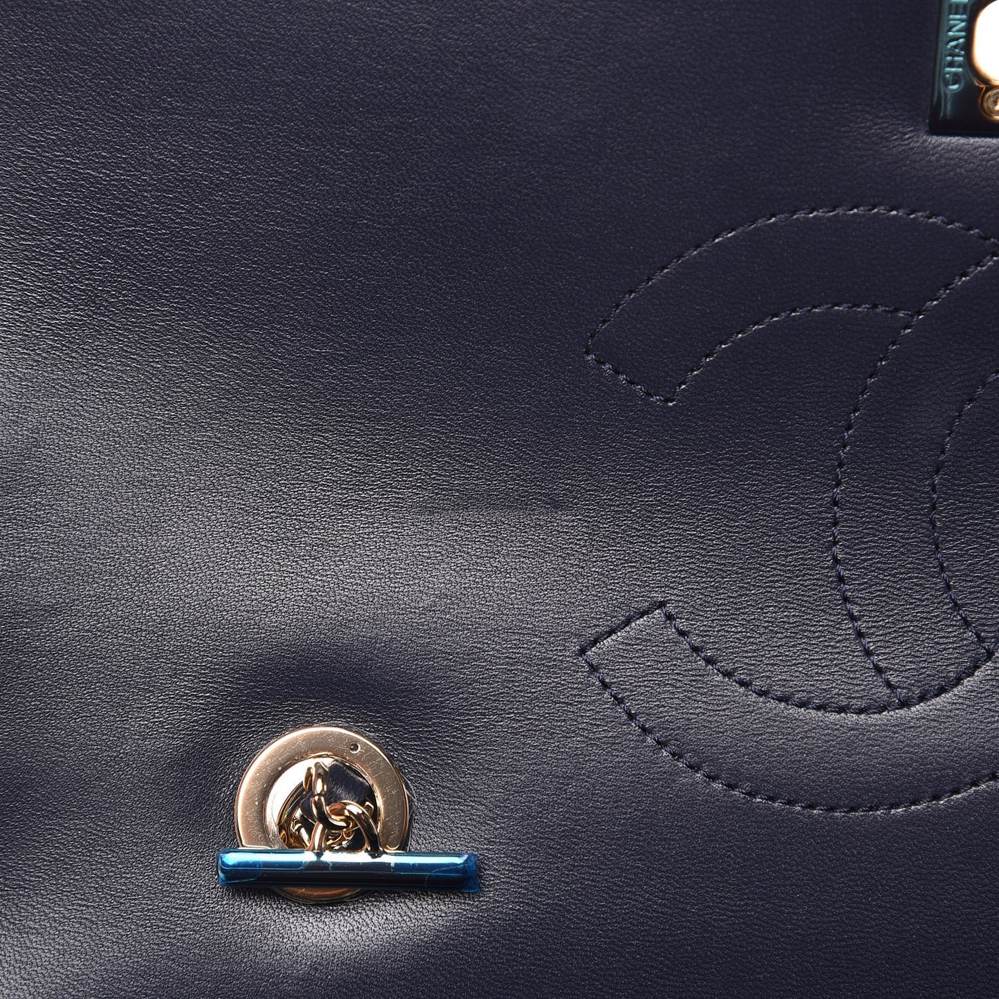 Lambskin Quilted Medium Trendy CC Flap Dual Handle Bag Navy Blue