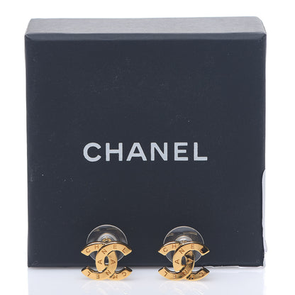 Chanel Metal CC Paris Button Stud Earrings Gold 5 of 5