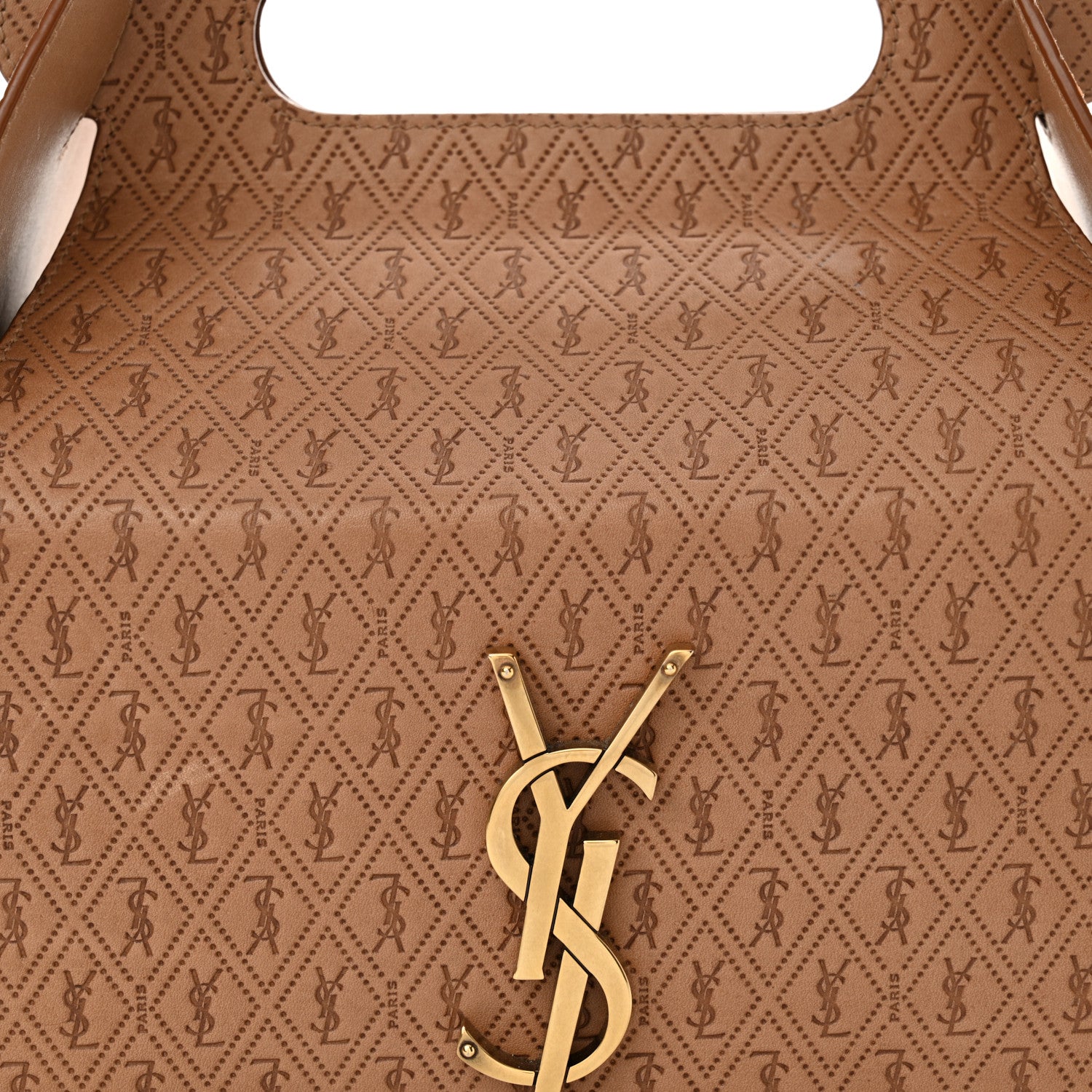 Saint Laurent Calfskin Monogram Take Away Box Dusty Vintage Brown Gold 8 of 14
