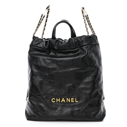 Chanel Shiny Calfskin Quilted Chanel 22 Backpack Black 1 of 11