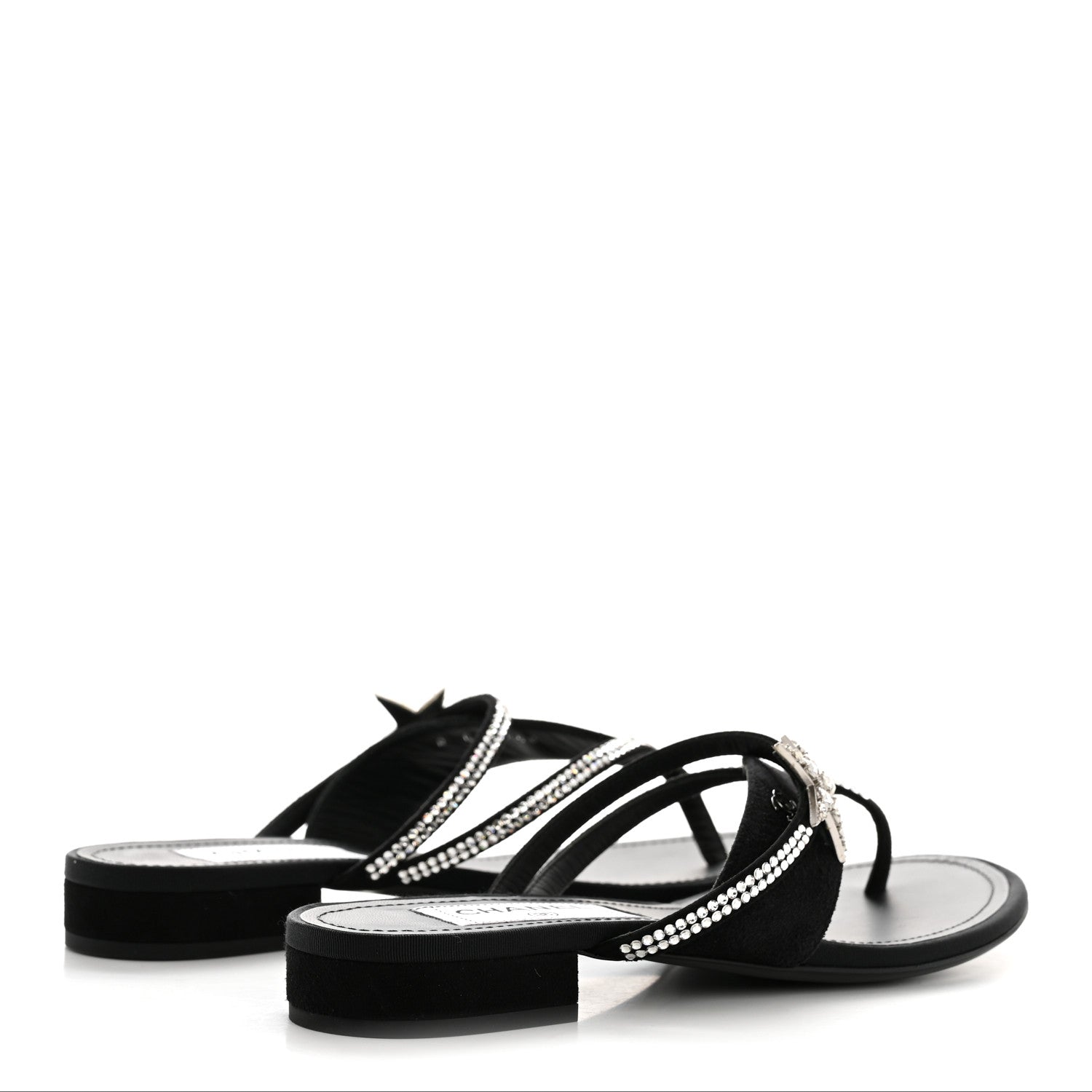 Chanel Suede Calfskin Strass Star Sandals 37 Black 5 of 11