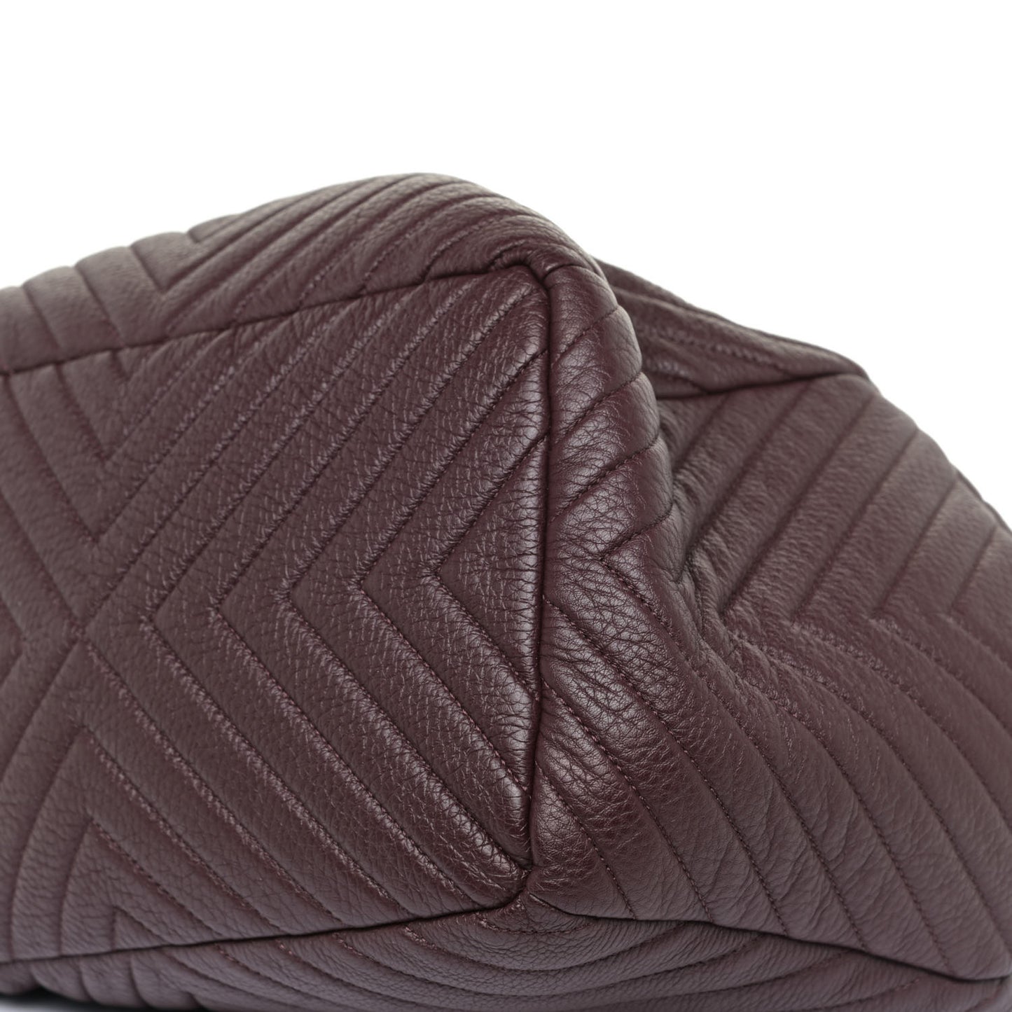 Deerskin Chevron CC Chain Bucket Drawstring Bag Burgundy