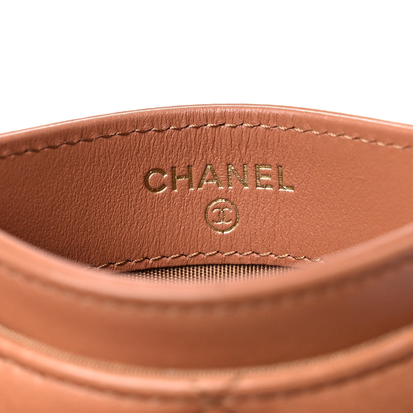 Lambskin Quilted Chanel 19 Card Holder Brown