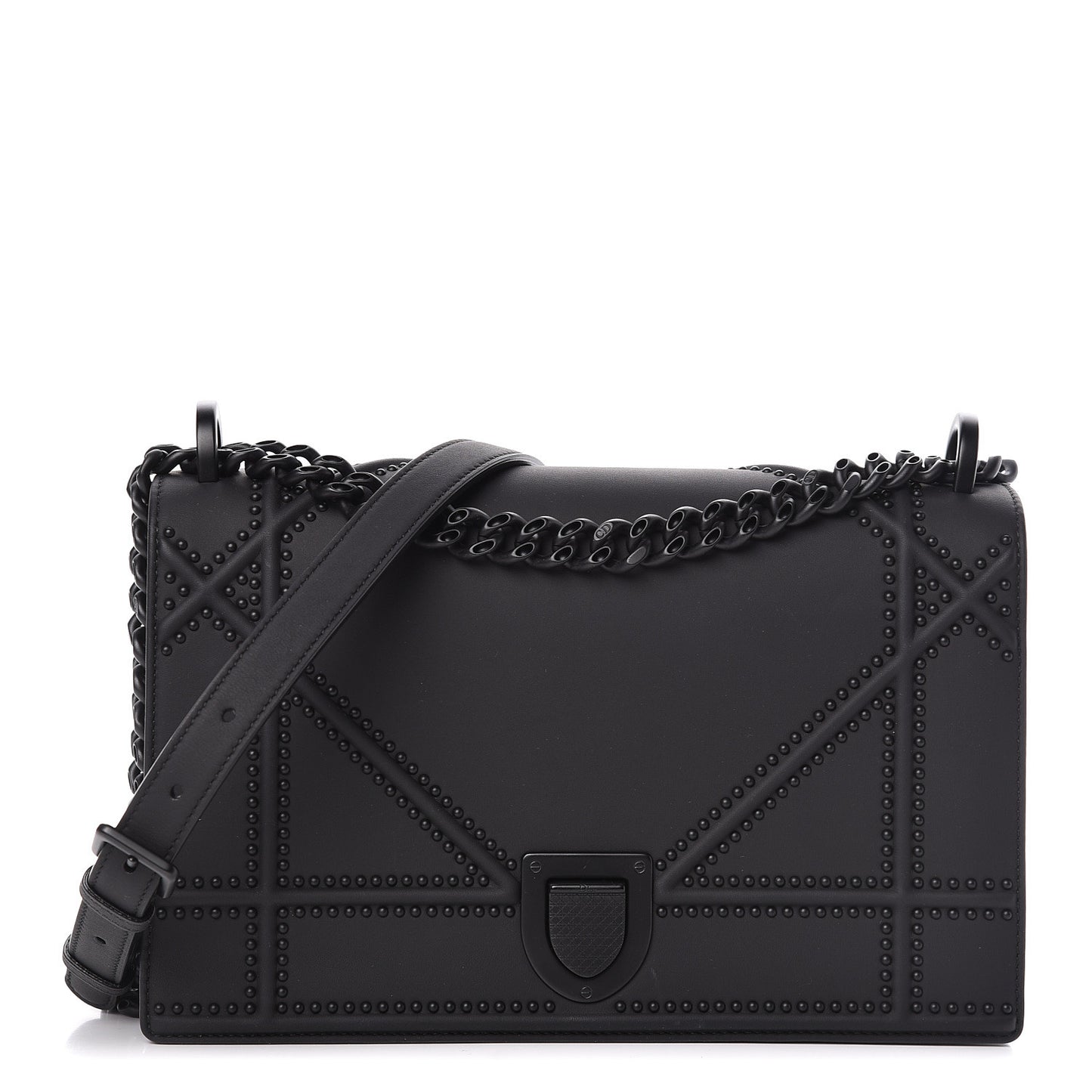 Ultra Matte Calfskin Studded Medium Diorama Flap Bag Black