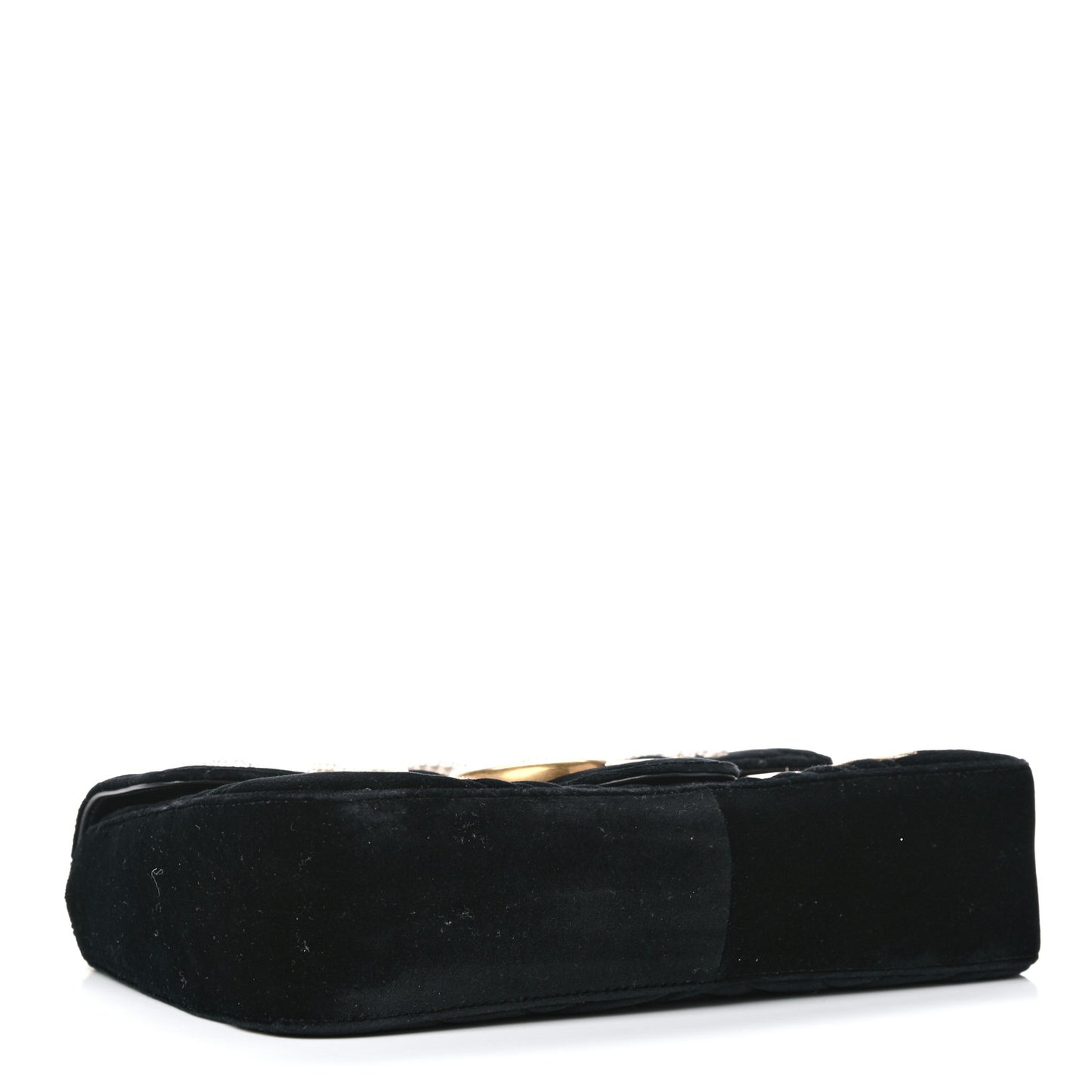 Velvet Matelasse Loved Embroidered Medium GG Marmont Shoulder Bag Black