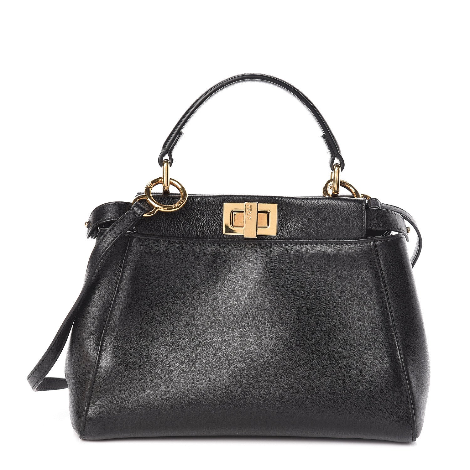 Fendi Nappa Mini Peekaboo Iconic Satchel Black 1 of 11