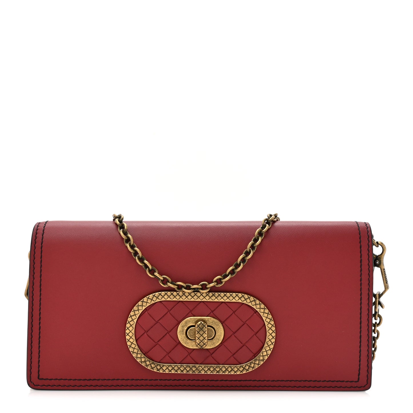 Nappa Intrecciato Ellittica Chain Wallet Baccara Rose