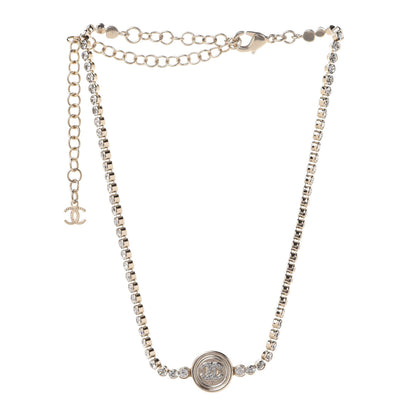 Chanel Crystal CC Chain Short Necklace Gold 3 of 6