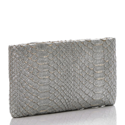 Chanel Metallic Python Crystal Paris Bombay Clutch Silver 3 of 7
