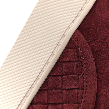 Bottega Veneta Nappa Intrecciato Suede Mens Dodger Slip On Sneakers 42 Burgundy 8 of 9