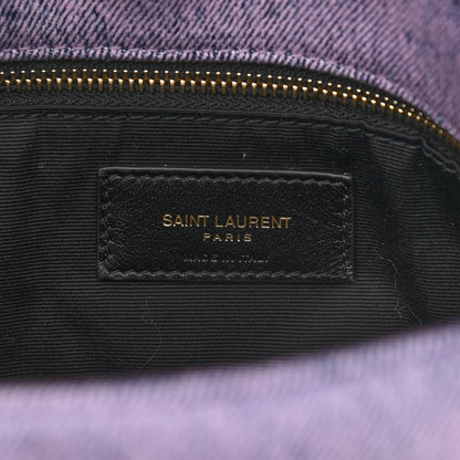 Saint Laurent Denim Quilted Small Loulou Puffer Monogram Chain Satchel Bleached Lilac 8 of 9