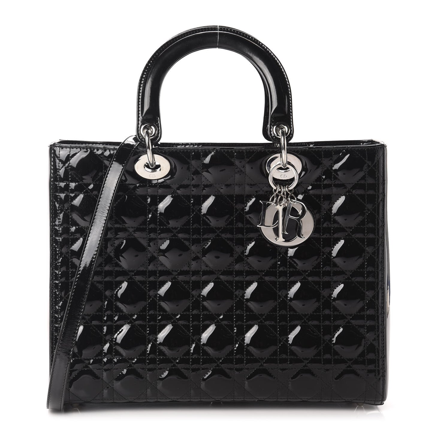 Patent Cannage Large Lady Dior Black