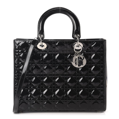 Christian Dior Patent Cannage Large Lady Dior Black 1 of 11