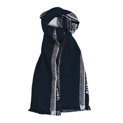 Christian Dior Wool Silk Oblique University Reversible Scarf Navy Blue 1 of 4