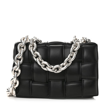 Bottega Veneta Lambskin Maxi Intreccio Padded Chain Cassette Crossbody Bag Black 1 of 12