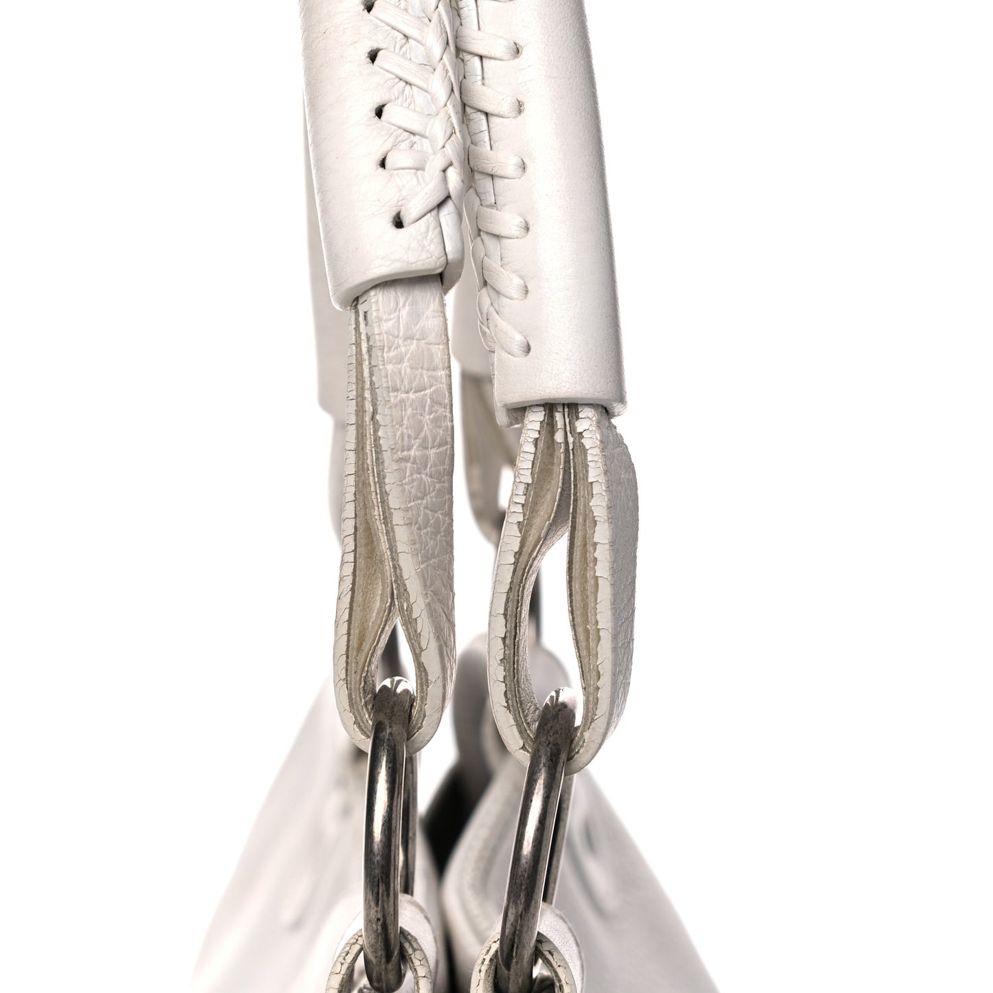 Calfskin Braided Gaucho Double Saddle Bag White