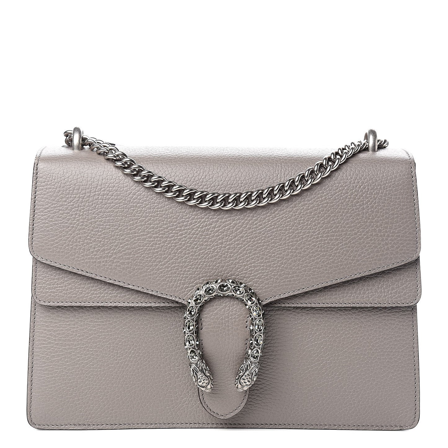 Dollar Calfskin Crystal Medium Dionysus Shoulder Bag Dusty Grey Black Diamond