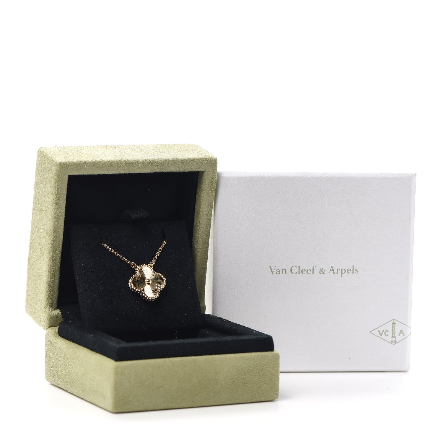 Van Cleef & Arpels 18K Yellow Gold Guilloche Vintage Alhambra Pendant Necklace 8 of 8